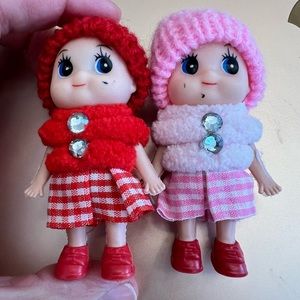 Elf mini doll babies shelf pink red baby dress